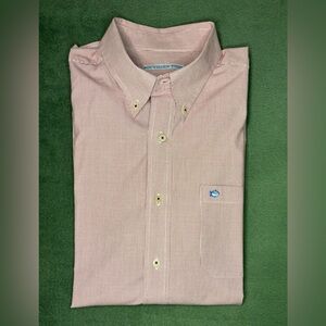 Southern Tide Men's Red & White Check Button-Down Shirt, Size: L. (5391)